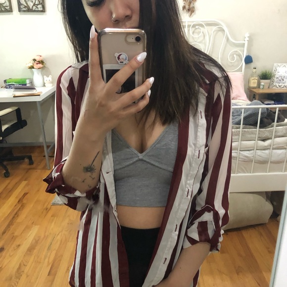 F21 Striped Button Up - Picture 2 of 2